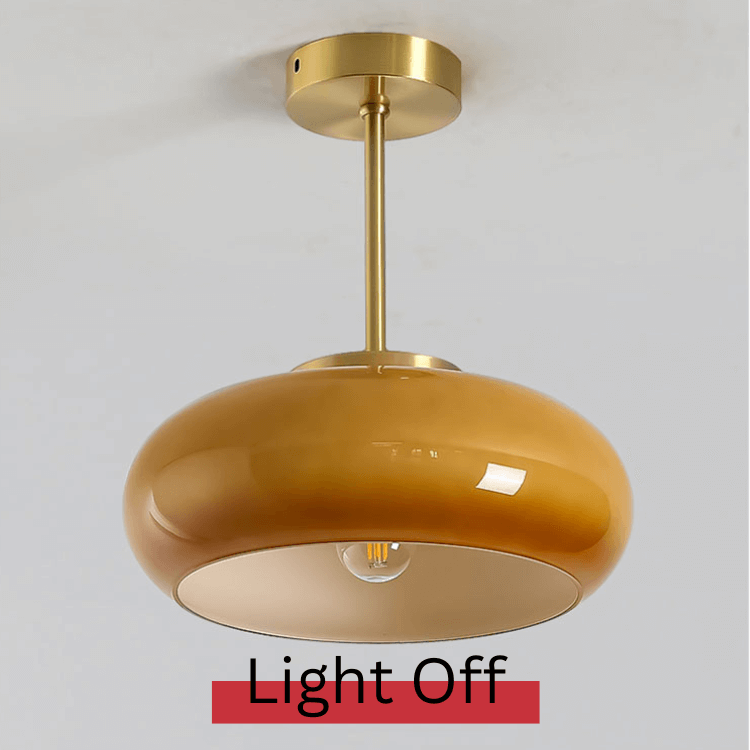Domelight™ | 11" vintage semi-flush ceiling light with orange dome glass shade