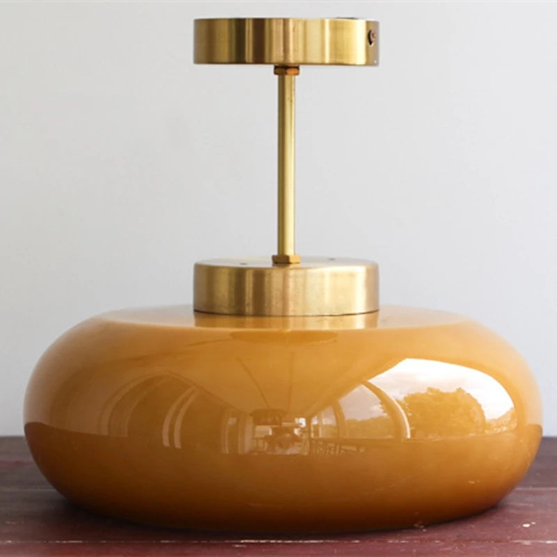 Domelight™ | 11" vintage semi-flush ceiling light with orange dome glass shade