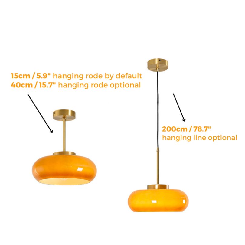 Domelight™ | 11" vintage semi-flush ceiling light with orange dome glass shade