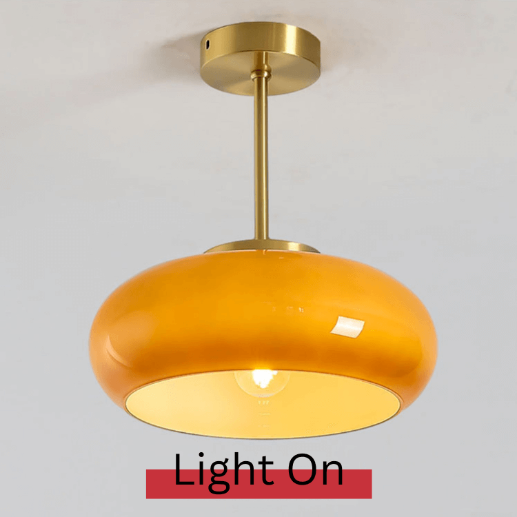 Domelight™ | 11" vintage semi-flush ceiling light with orange dome glass shade