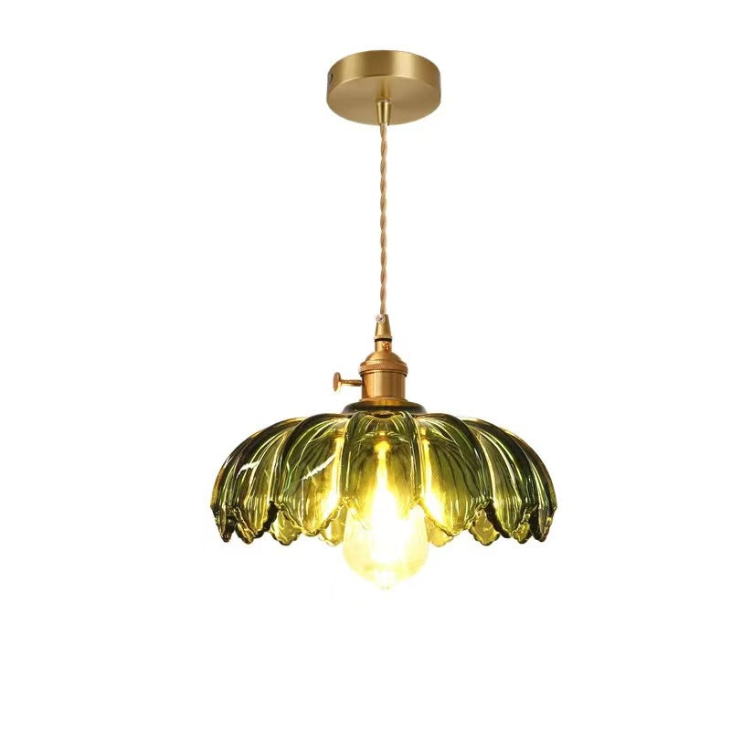 Vintage Glazed Floral Hanging Lamp