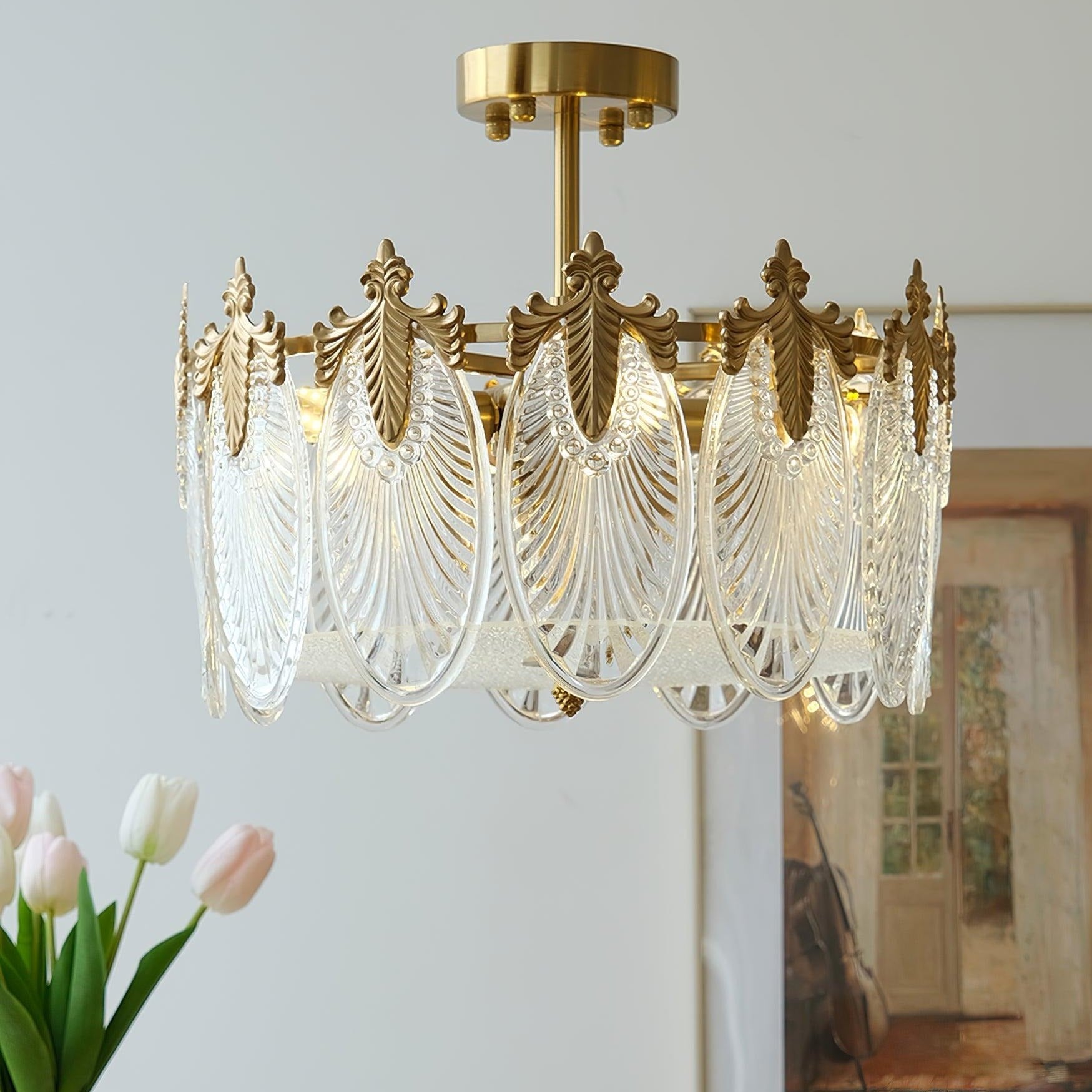 Decorative Pattern Glass Round Chandelier