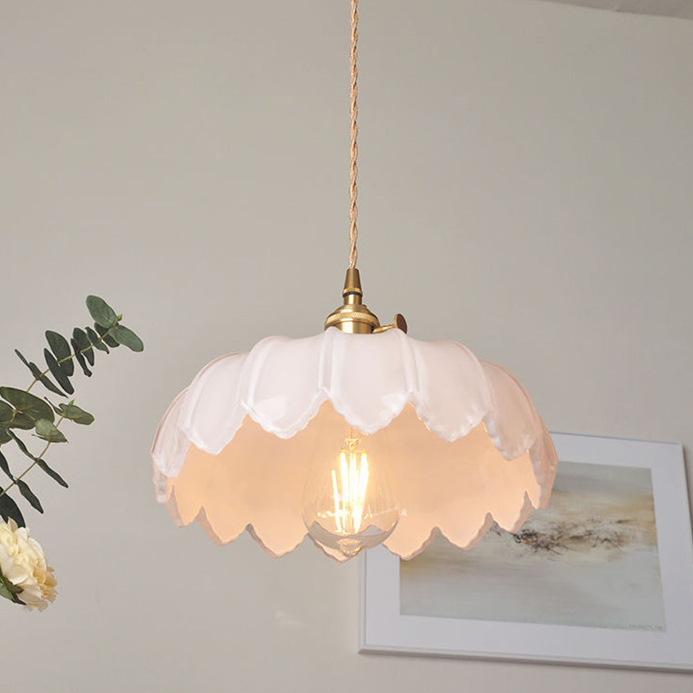 Vintage Glazed Floral Hanging Lamp