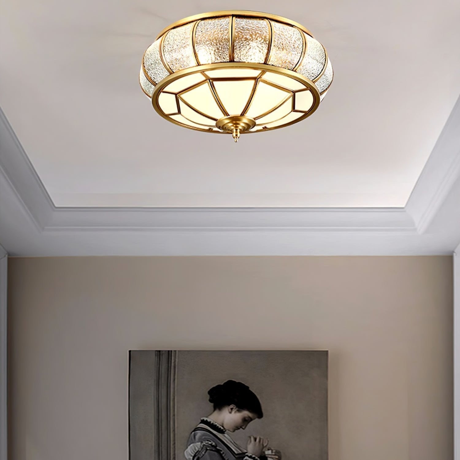 Round Textured Glass Ceiling Light