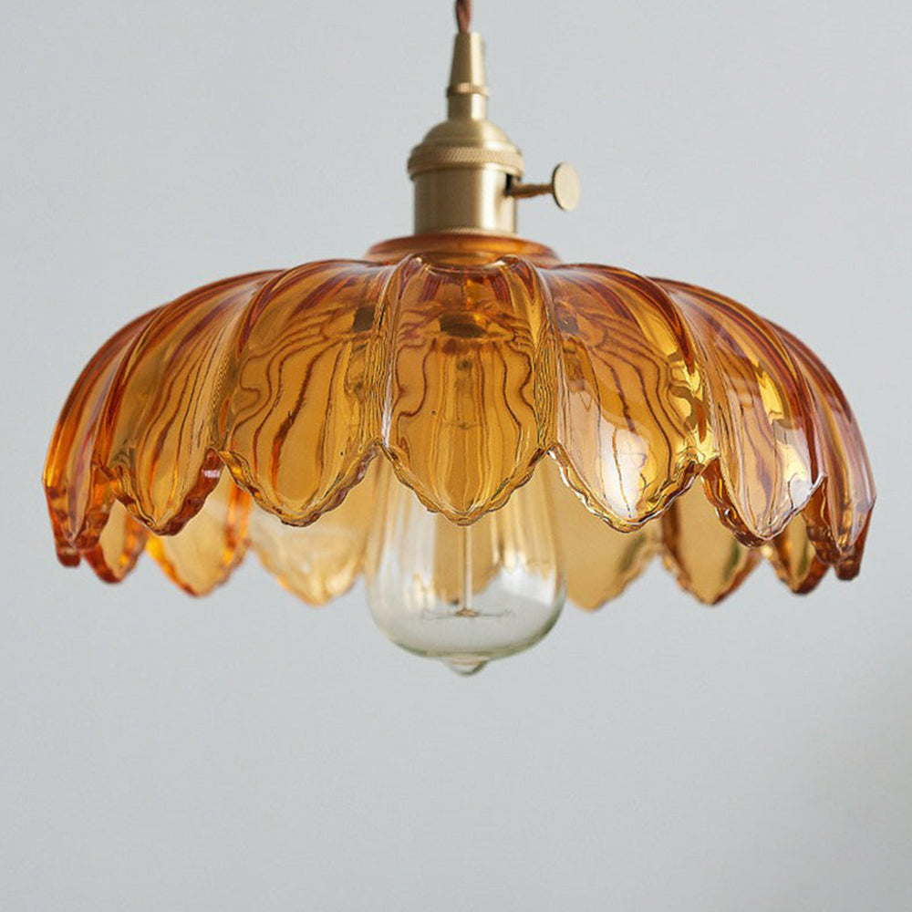 Vintage Glazed Floral Hanging Lamp