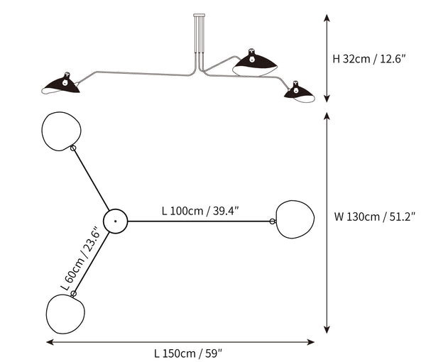 Serge Mouille Ceiling Light A