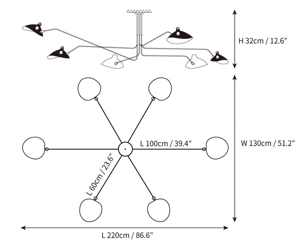 Serge Mouille Ceiling Light A