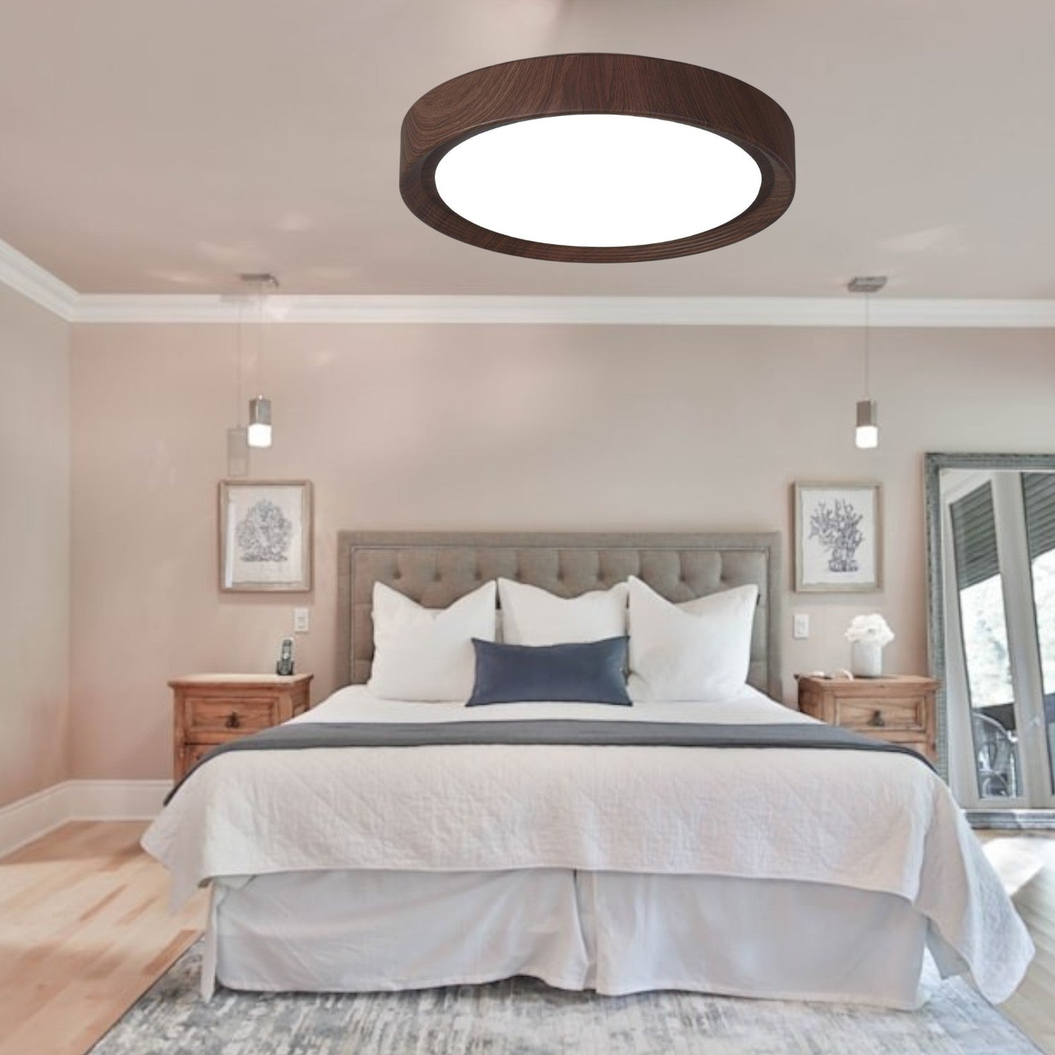 Wood Grain Round Ceiling Light