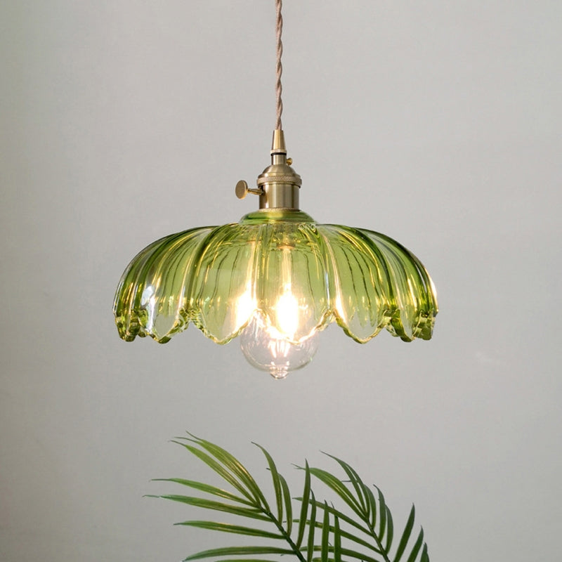 Vintage Glazed Floral Hanging Lamp