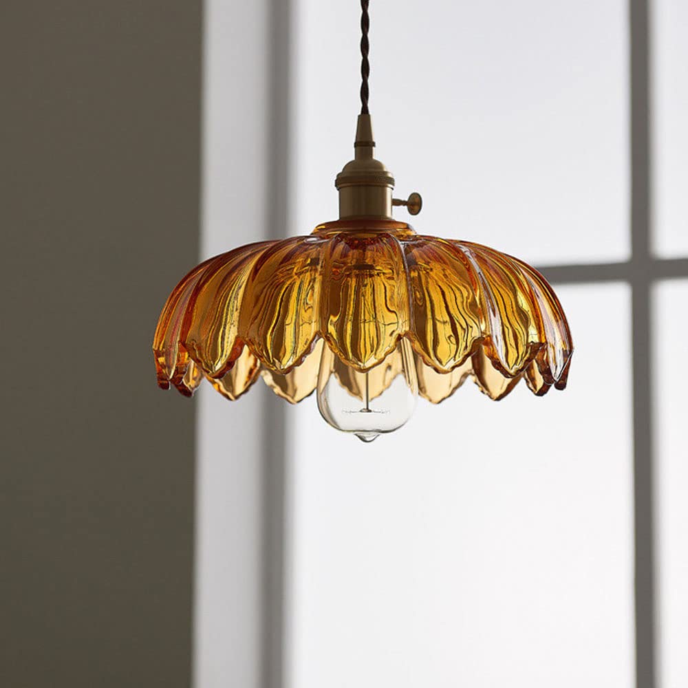 Vintage Glazed Floral Hanging Lamp