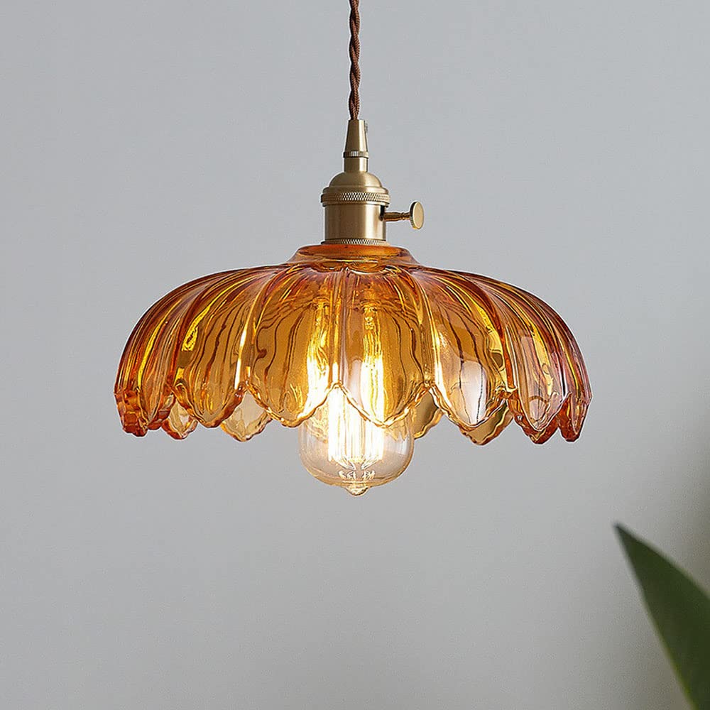 Vintage Glazed Floral Hanging Lamp